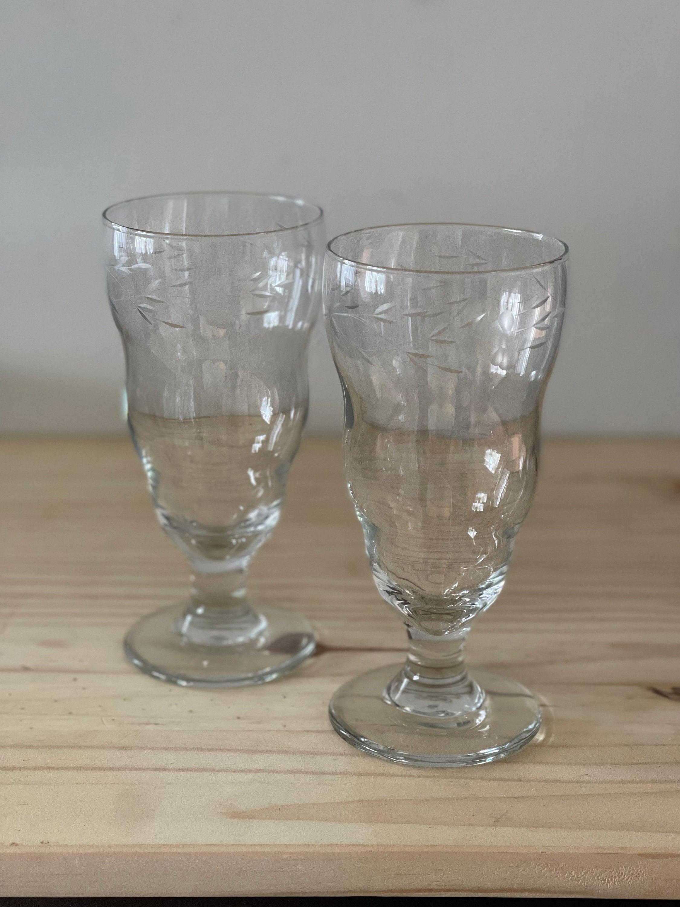 Heritage by Princess House Parfait Glass Set of Two Wheel Cut Polish Glass