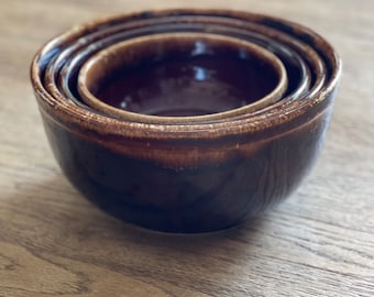 Mixing Bowl Set Brown Drip Glazed Four Piece Nesting Kitchen Bowl Set Kathy Kale