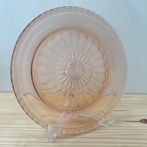 Fostoria Virginia Peach Dinner Plate Replacement Retro Heavy Pressed Glass Peachy Pink Scalloped Edge