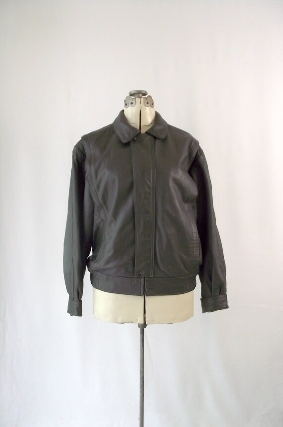 1980s Grey Fine Leather MOTO Jacket Zip Vera Pell… - image 5