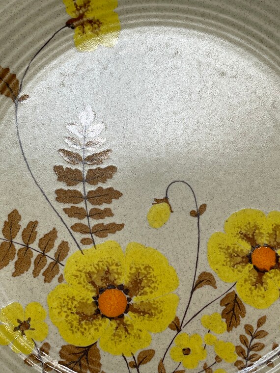 IRONSTONE SUN FLOWER プレート 皿 昭和レトロ当時物日本製 Mikasa Fernflower Dinner Plate: 1970s Floral Stoneware Replacement