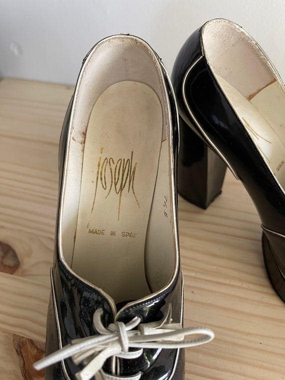 Vintage Shoes Stacked Heel Oxfords MOD Black and … - image 10