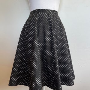 Polka Dot Mini Skirt w Built in Tulle Crinoline Fit & Flare XS 25 Inch Waist Black and White Pinup Girl 1950s 1960s Rockabilly image 2