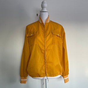 1970’s Nylon Wind Breaker Track Jacket Sea Breeze by Nobility Made in Korea Bright Yellow Medium