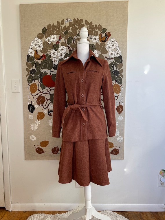 1970’s Skirt Suit in Heathered Rusty Pink Wool Jun