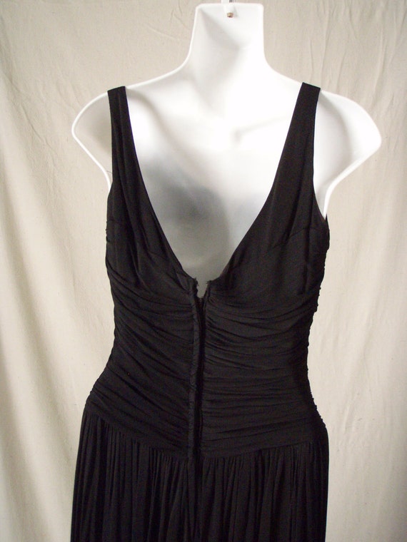 1960s Little Black Dress Form Fitting Ruched Small - image 4