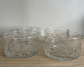 Oiva Toikka Flora Bowls Iittala Nuutajarvi Finnish Design Clear MCM Small Bowls Set of Four