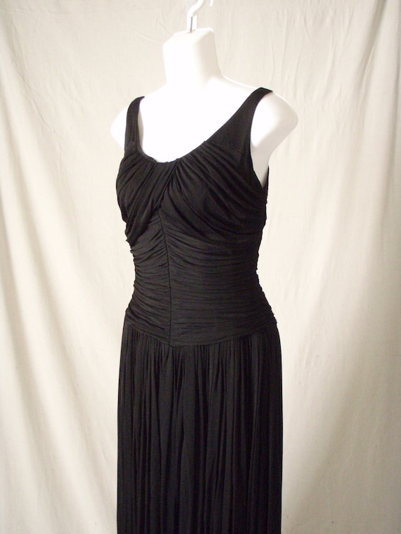 1960s Little Black Dress Form Fitting Ruched Small - image 1