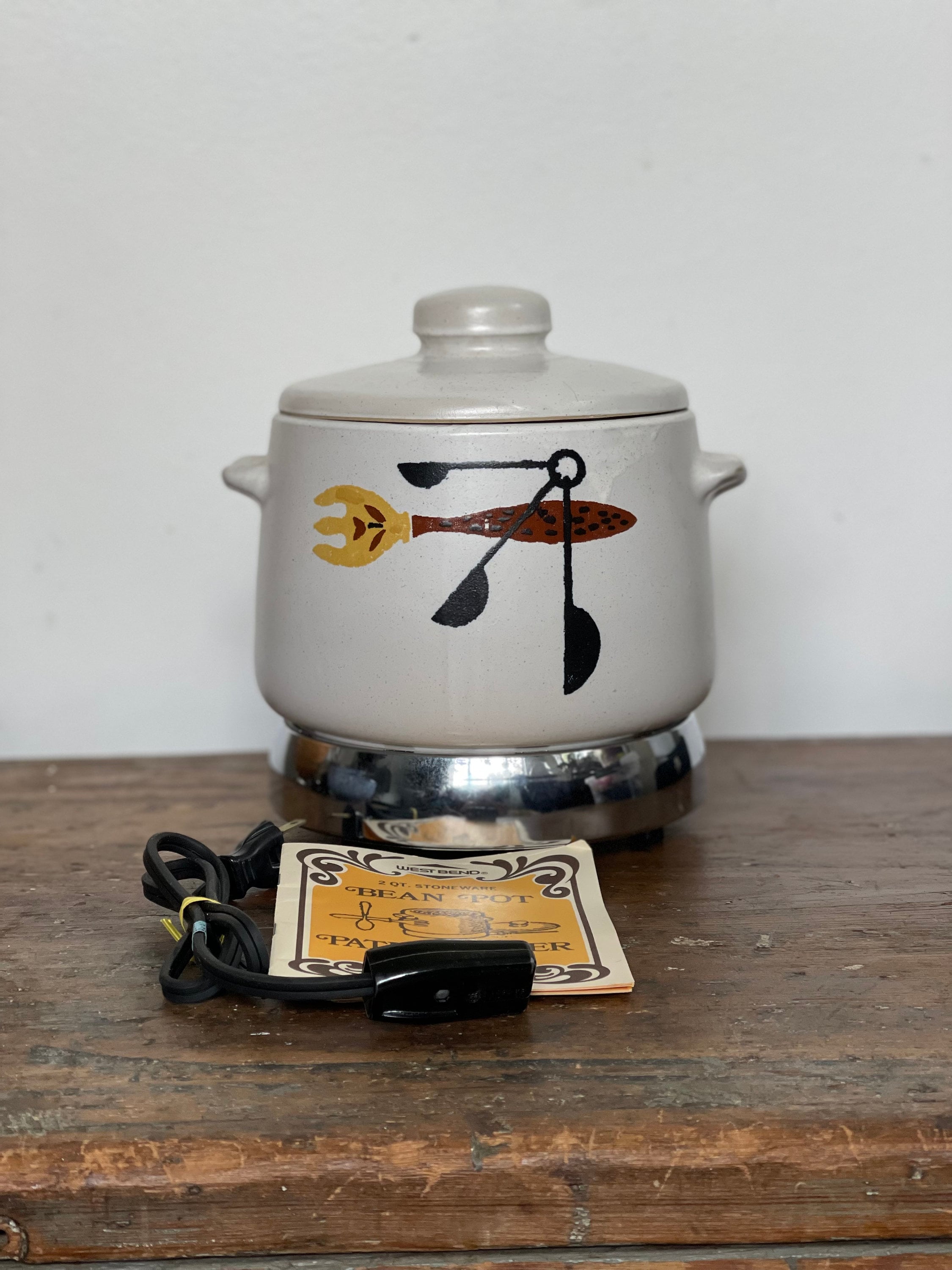 Vintage West Bend Slow Cooker Bean Pot Crockpot MCM Small