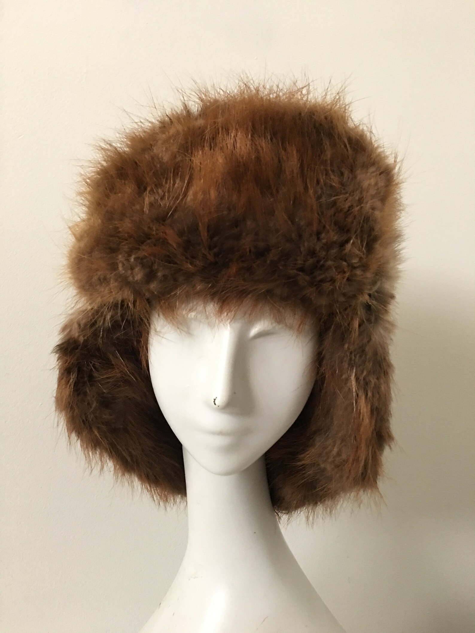 Vintage Fur Hat Large Trapper Hat Ear Flaps Size 7 3/8 Etsy
