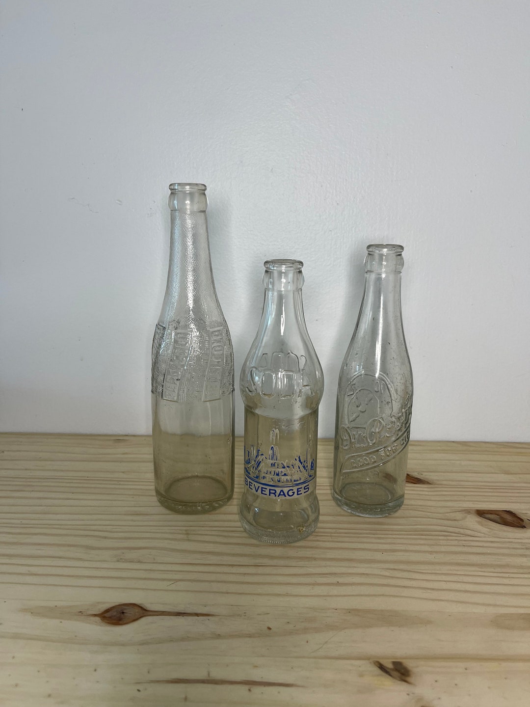 Vintage Soda Bottle Collection LOT of 3 Owens International Duraglas Dr