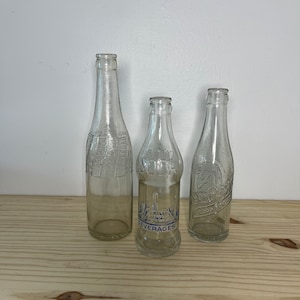 Vintage Soda Bottle Collection LOT of 3 Owens International DuraGlas Dr Pepper  Pepsi Cola