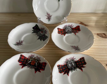 Family Tartan Royal Grafton Fine Bone China Saucer ONLY pick your Plaid Macdonald Macleod Cameron Royal Stewart Maclean CHOICE