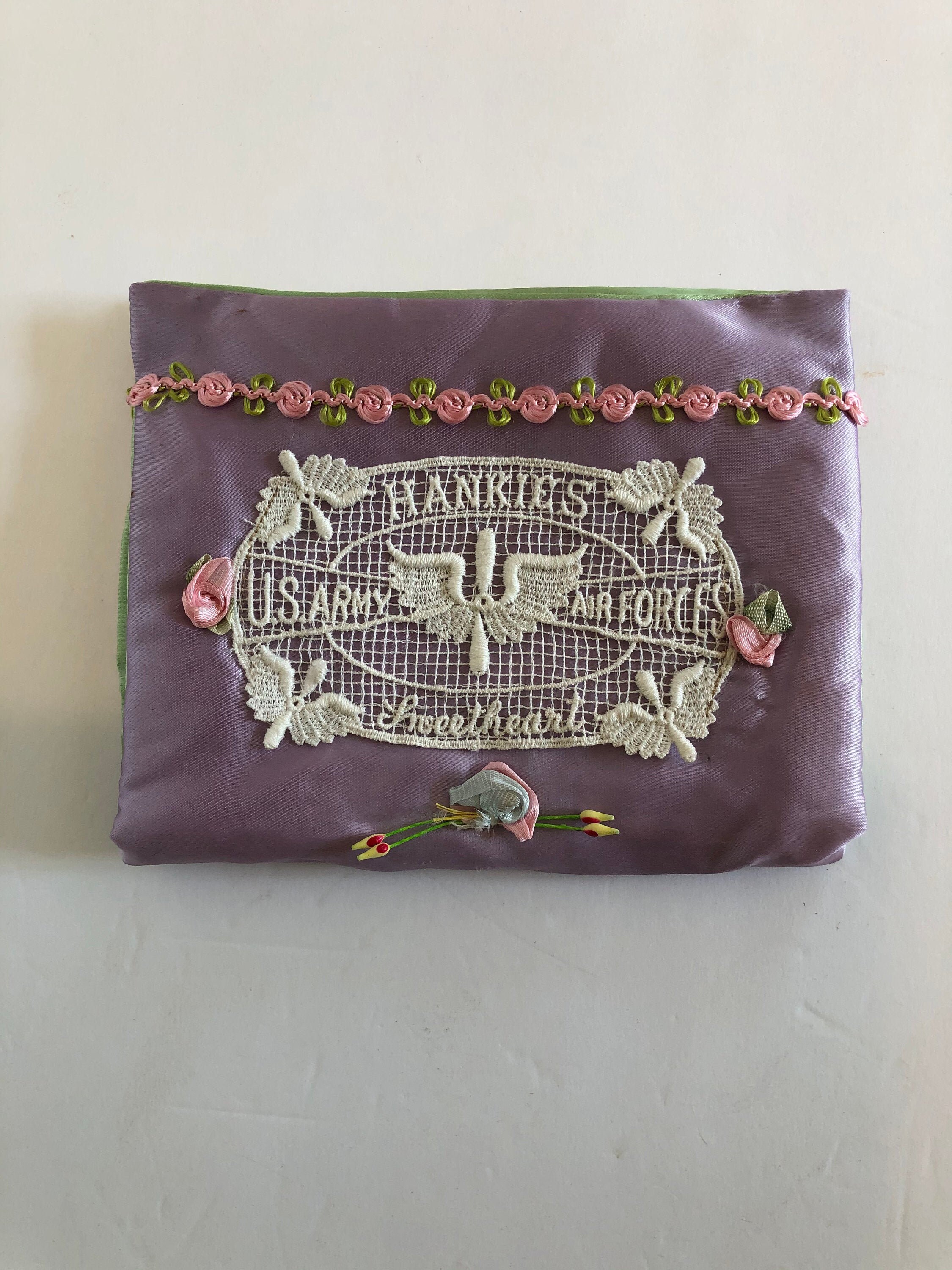 （当時物）（未開封）Alice soft　Handkerchief 3枚組 限定 Vintage Satin Handkerchief Holder Violet Purple Satin With