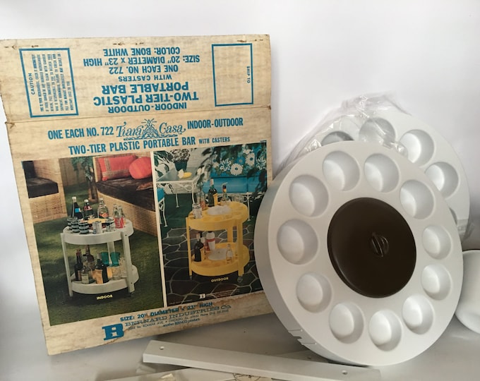 Mid Century Plastic Bar Cart Two Tier With W Casters Indoor Etsy