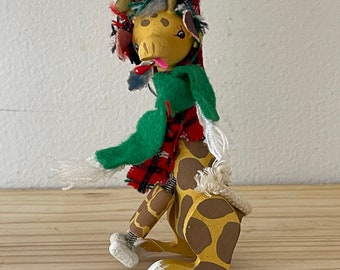 1979 Giraffe Articulated and Hand Decorated Kurt S Adler Christmas Ornament Animal Kitsch Gen X Holiday Decor