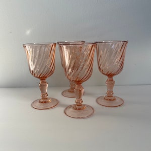 Rosaline Pink Swirl Optic by CRISTAL D&#39;ARQUES-DURAND Wine Glasses Set of Four