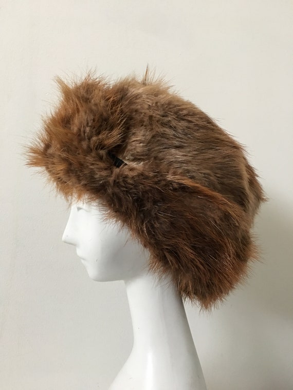 Vintage Fur Hat Large Trapper Hat Ear Flaps Size 7