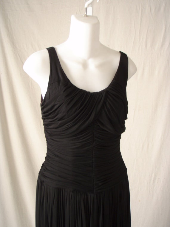 1960s Little Black Dress Form Fitting Ruched Small - image 3