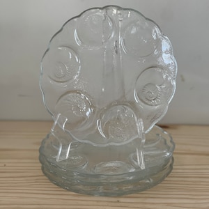 Pressed Glass Escargot Plates Clear Glass Seafood Course Shellfish