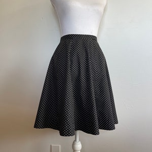 Polka Dot Mini Skirt w Built in Tulle Crinoline Fit & Flare XS 25 Inch Waist Black and White Pinup Girl 1950s 1960s Rockabilly image 1