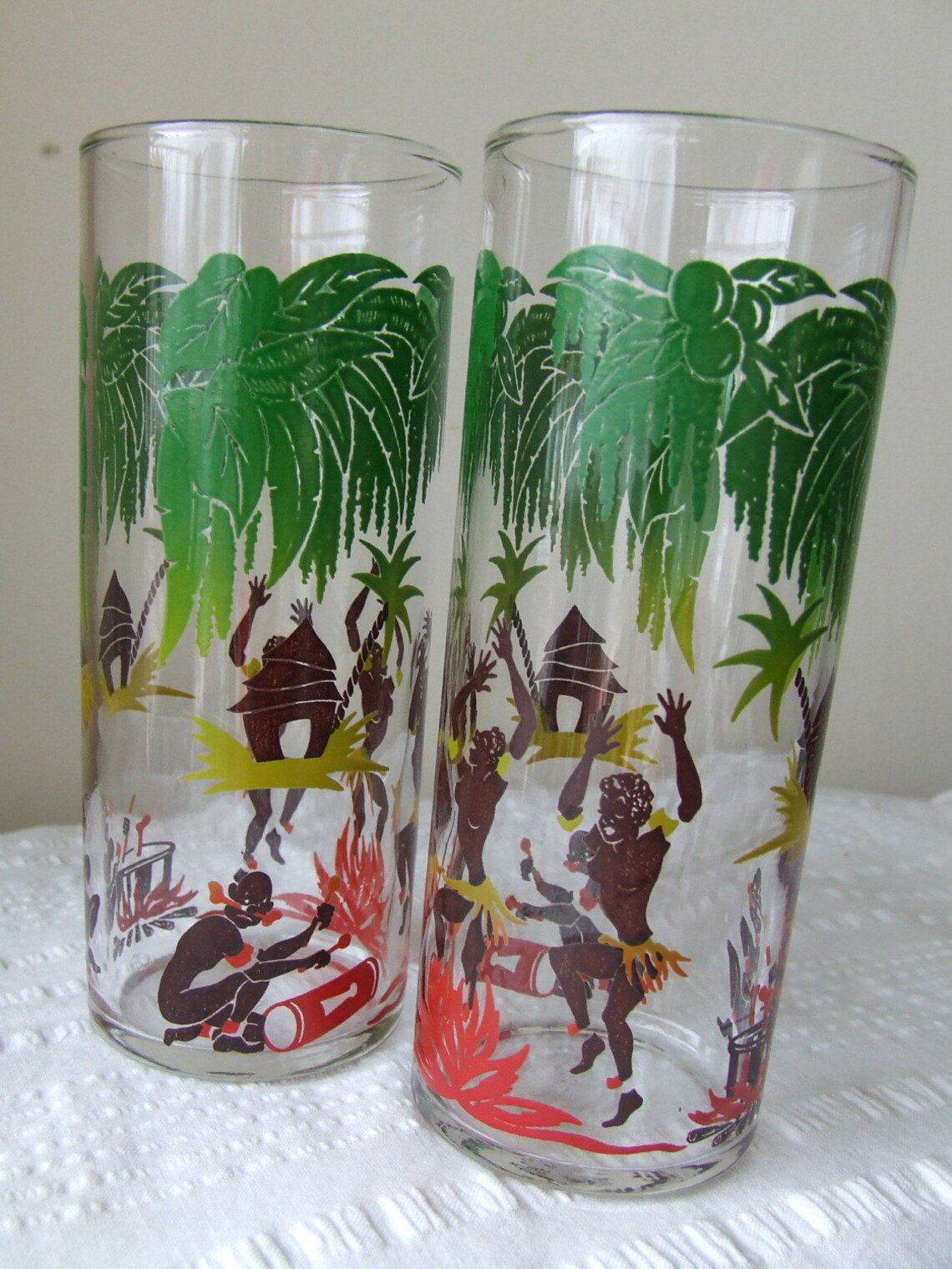 Tribal Dancers African Jungle Drinking Glasses 2 Federal Etsy