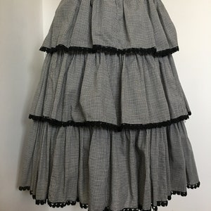 1950s Dress Black and White Gingham Tiered Ruffled Skirt Fit and Flare with Crinoline Sundress 36 Inch Bust Pin Up Style VLV image 4