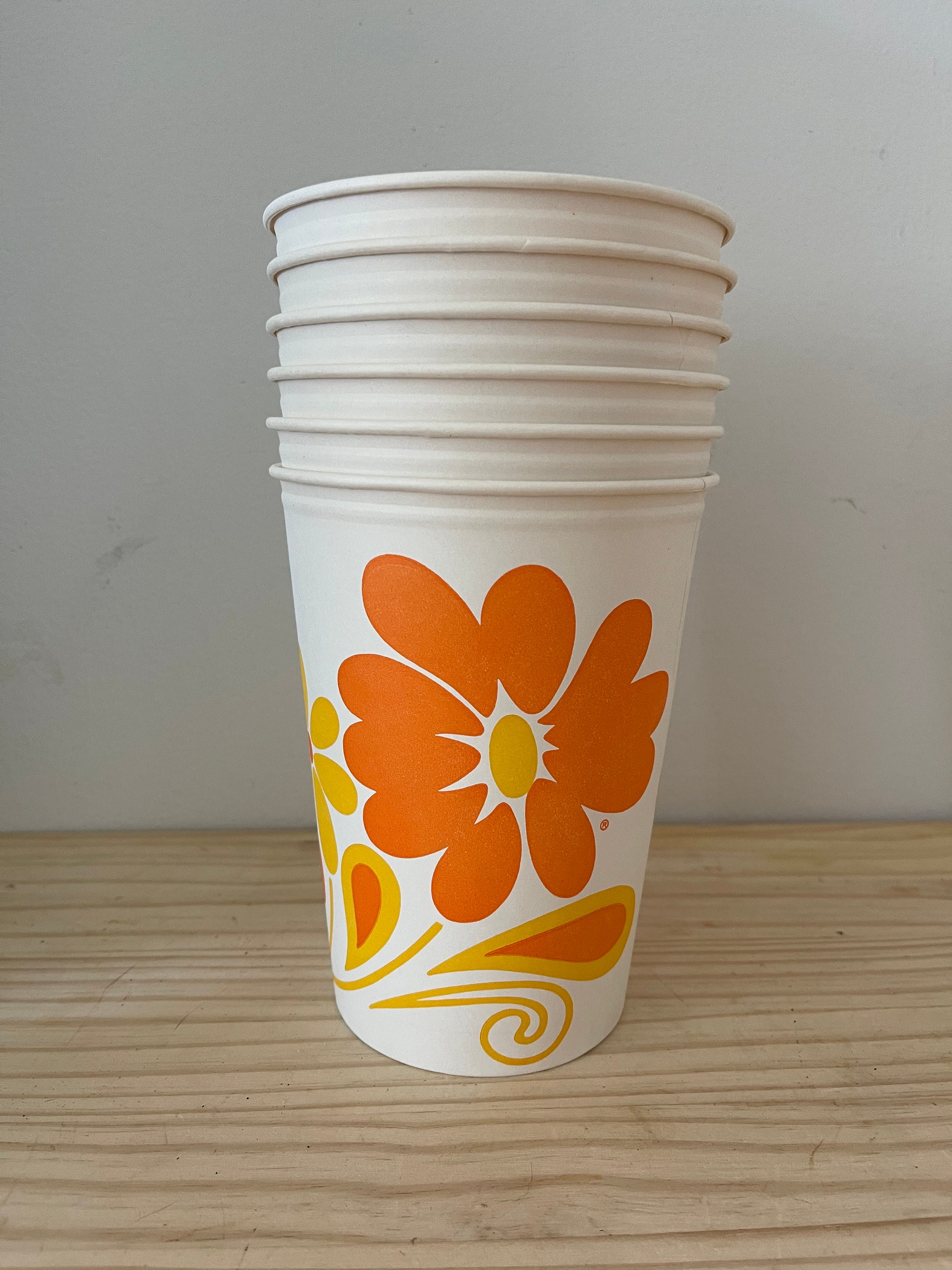 Retro Dixie Paper Cups: Orange Sunflower Design, Set of 6 - Etsy