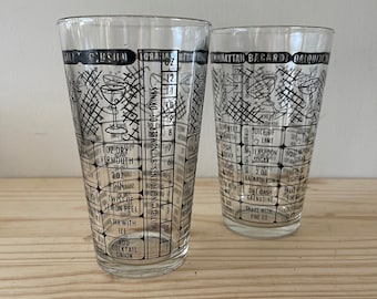 Federal Cocktail Mixer Glasses Vintage Barware Set of Two Drinking Glasses Mixology