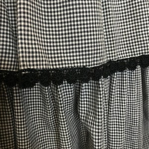 1950s Dress Black and White Gingham Tiered Ruffled Skirt Fit and Flare with Crinoline Sundress 36 Inch Bust Pin Up Style VLV image 5