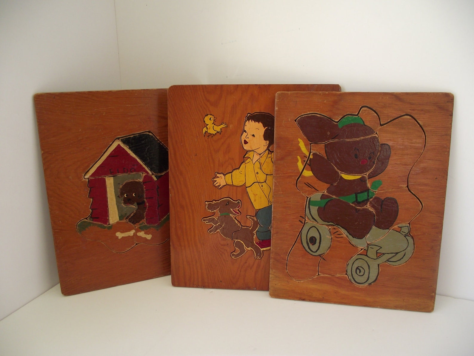 Three Vintage Wood Puzzles Instant Collection Kids Room Decor Etsy
