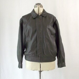 1980s Grey Fine Leather MOTO Jacket Zip Vera Pella Italian Leather Large Size 46