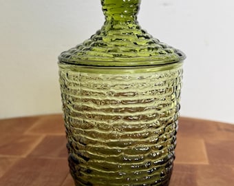 Anchor Hocking Soreno Lidded Sugar Bowl or Trinket Jar 1970’s Collectible Glass