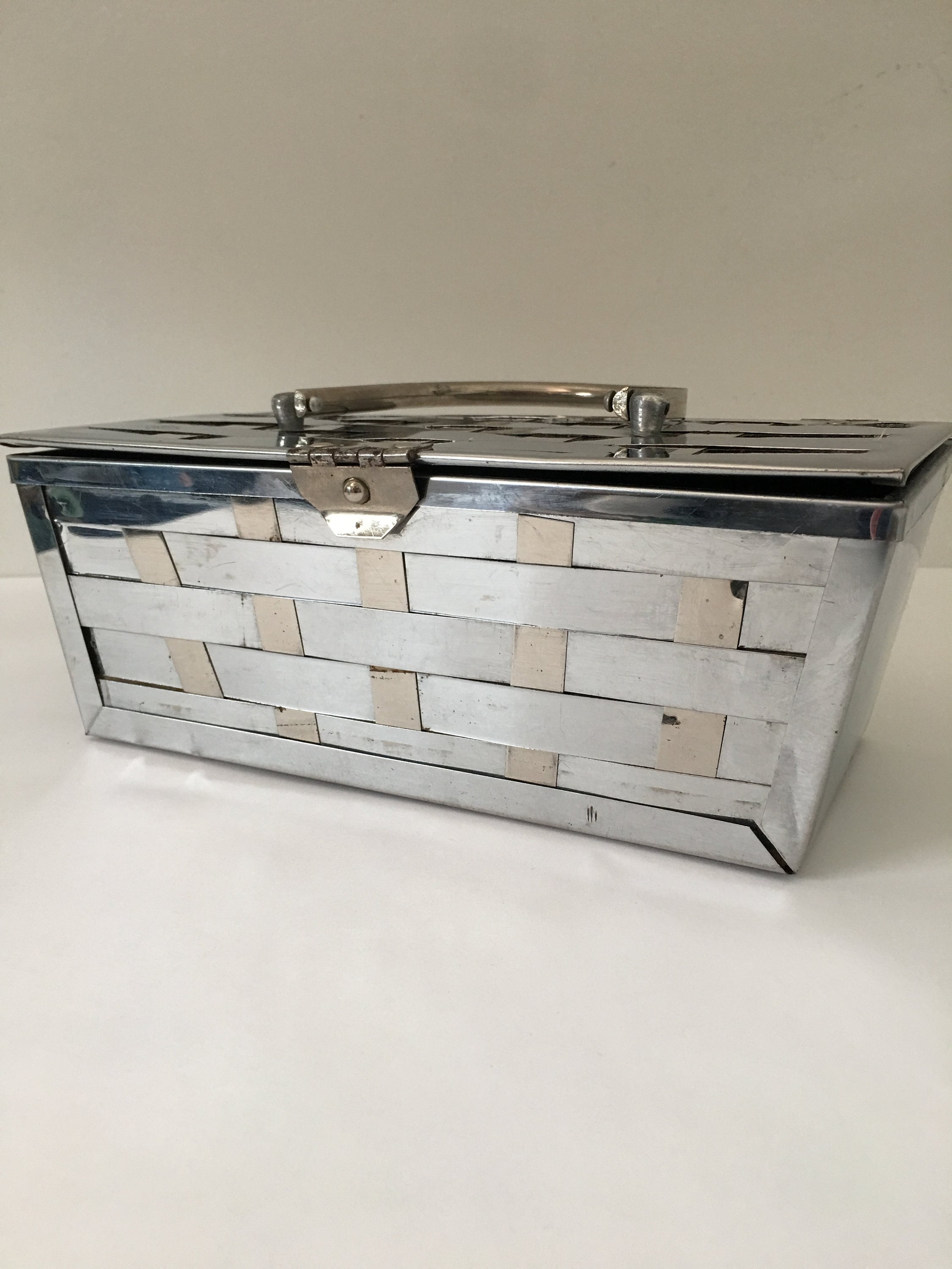 1950s Box Purse Woven Chrome Square Metallic Metal Purse Etsy