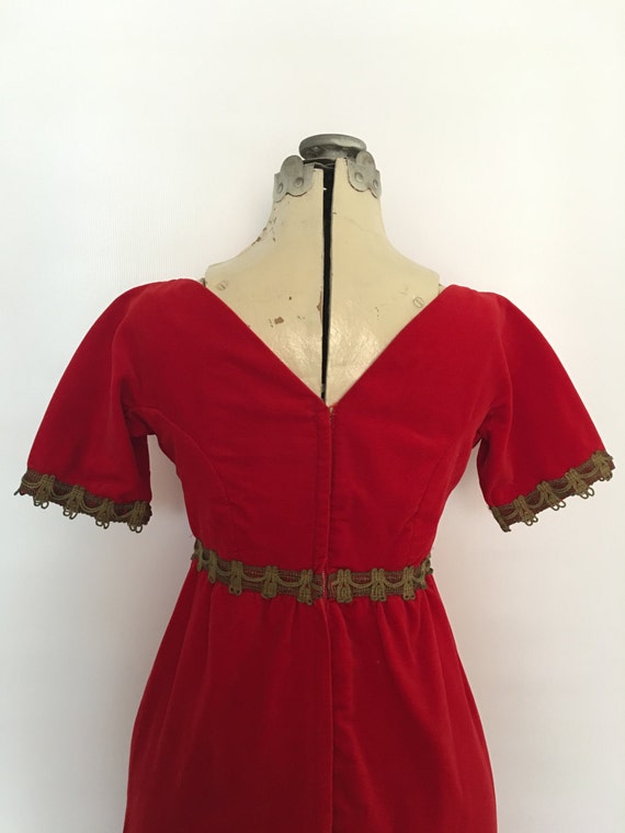 Red Velvet Gown Column Gown with Empire Waist and… - image 5