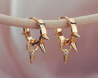 Stainless Steel Spike Hoop Earrings: Punk Rock Rebel Jewelry