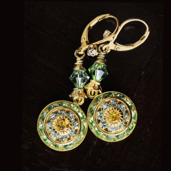 Boucles D'oreilles Citron En Zircon Scintillant - Plaqué Or Jaune - Neuves Avec étiquettes