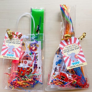Circus Carnival Theme Goody Bag with Stickers, Keychain, Tattoos, Ribbons, Slap Bracelet, Crazy Straw, Birthday Party Favor