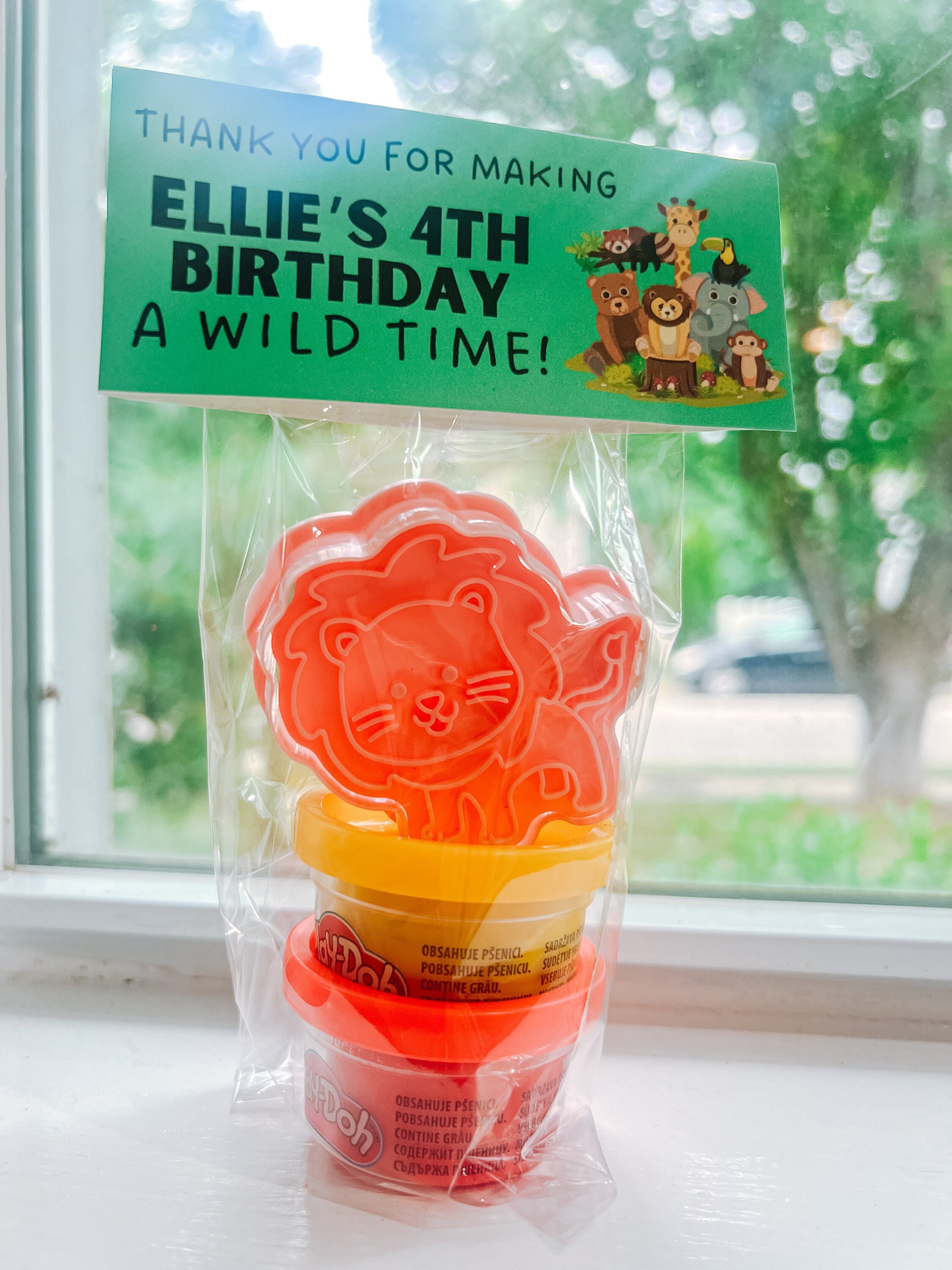 Safari Jungle Play Doh Party Favor Set with Animal Cookie Cutters