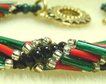christmas handmade OOAK HAND-WOVEN beaded spiral bracelet ----Christmas is Coming----