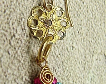 Handmade aqua capri OOAK earrings with vintage findings