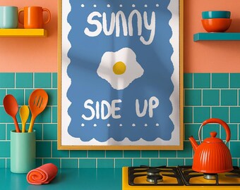 Sunny Side Up Kitchen Print | Retro Fried Egg Poster (Digital Download)