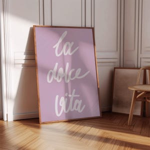 La Dolce Vita Print, Trendy Wall Art, Italian Quote Typography Art, Digital Download, Girly Pink Room Decor, Pink Poster, Digital Print