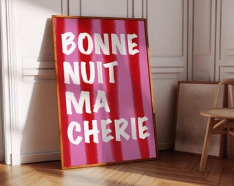 Bonne Nuit Ma Chérie Art Print: Trippy Mid Century Typography (Digital Download)