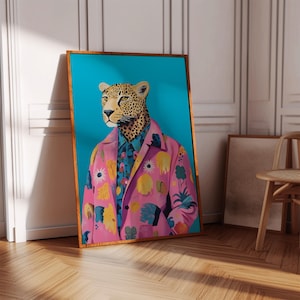 Dopamine Wall Decor, Cheetah Wall Art, Dopaine Art Gift, Digital Painting, Animal Poster