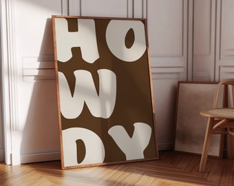 Howdy typografieprint, westernkunst kustcowgirl