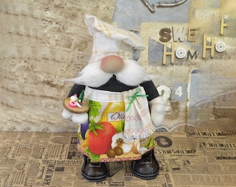 Handmade Chef Gnome, Whimsical Kitchen Decor, Cooking Enthusiast Figurine, Foodie Gift