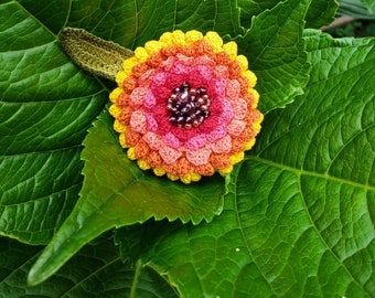 Beaded sunflower brooch