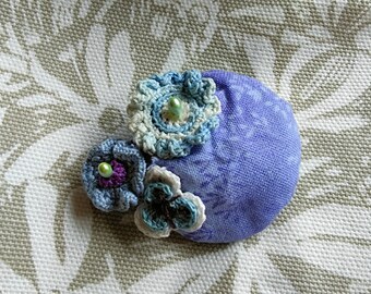 Kimono and crochet brooch