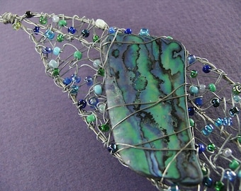 Paua shell leaf of beauty brooch